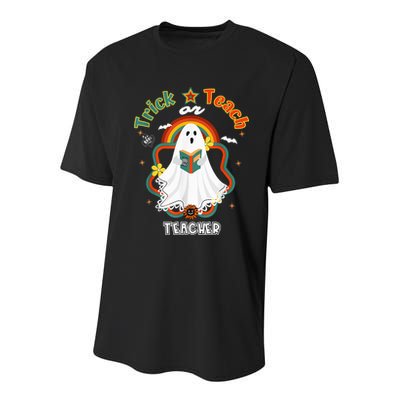 Groovy Retro Teacher Halloween Trick or Teach for professor Youth Performance Sprint T-Shirt