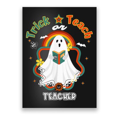 Groovy Retro Teacher Halloween Trick or Teach for professor Poster