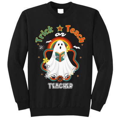 Groovy Retro Teacher Halloween Trick or Teach for professor Tall Sweatshirt