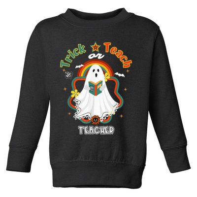 Groovy Retro Teacher Halloween Trick or Teach for professor Toddler Sweatshirt