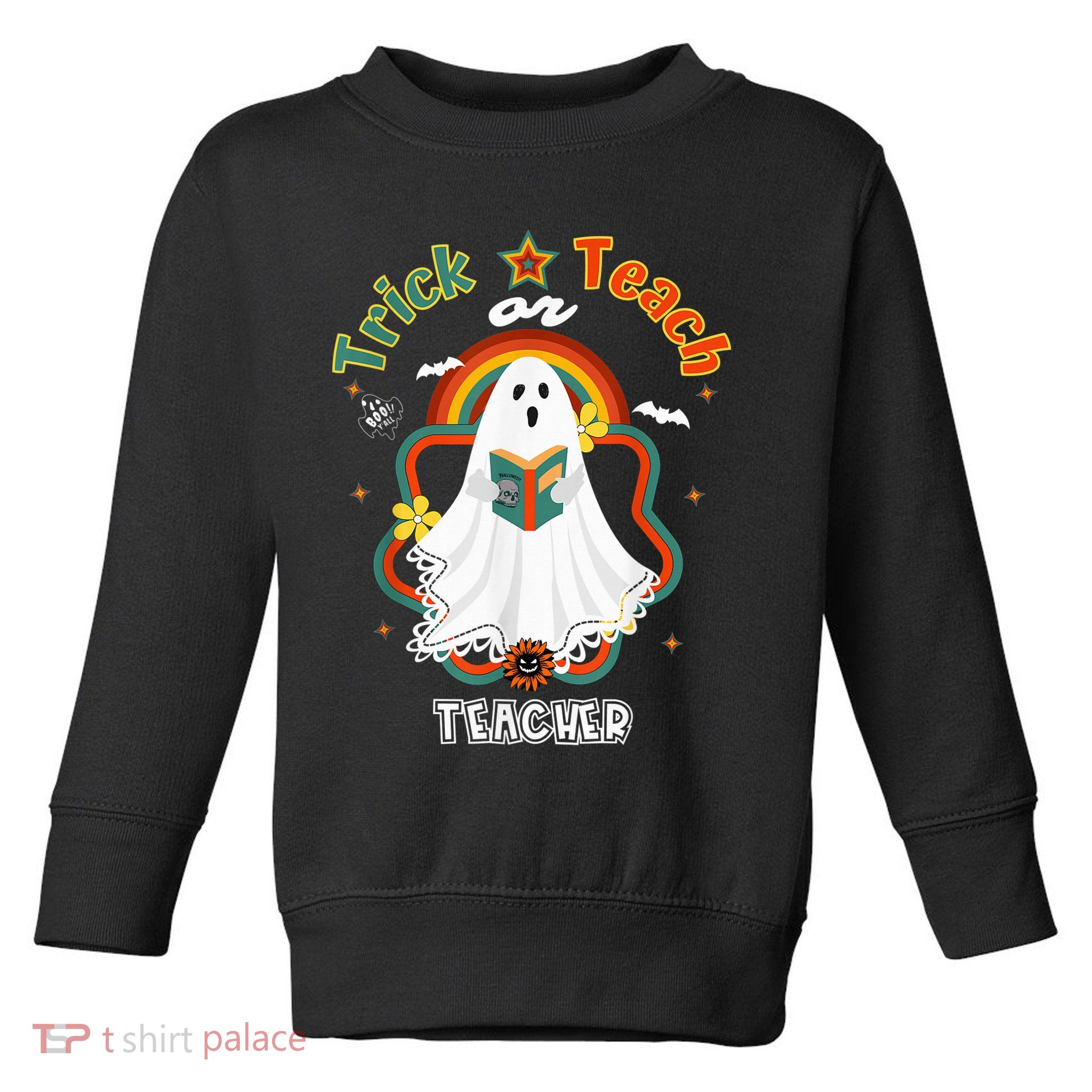 Groovy Retro Teacher Halloween Trick or Teach for professor Toddler Sweatshirt