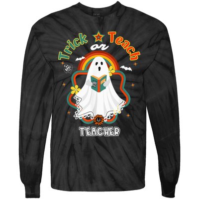 Groovy Retro Teacher Halloween Trick or Teach for professor Tie-Dye Long Sleeve Shirt