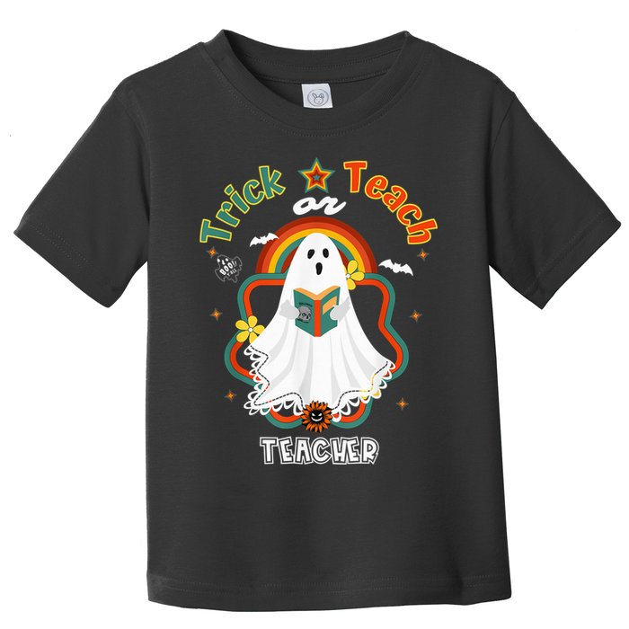 Groovy Retro Teacher Halloween Trick or Teach for professor Toddler T-Shirt