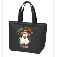 Groovy Retro Teacher Halloween Trick or Teach for professor Zip Tote Bag
