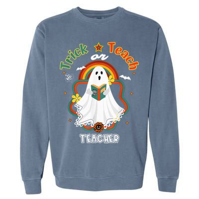 Groovy Retro Teacher Halloween Trick or Teach for professor Garment-Dyed Sweatshirt