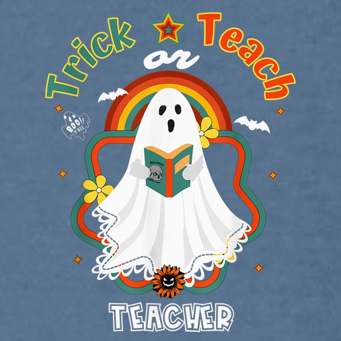Groovy Retro Teacher Halloween Trick or Teach for professor Garment-Dyed Sweatshirt