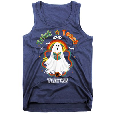 Groovy Retro Teacher Halloween Trick or Teach for professor Tank Top