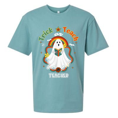 Groovy Retro Teacher Halloween Trick or Teach for professor Sueded Cloud Jersey T-Shirt