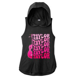 Girl Retro Taylor First Name Personalized Groovy 80S Pink Ladies PosiCharge Tri-Blend Wicking Draft Hoodie Tank