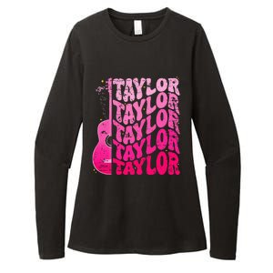 Girl Retro Taylor First Name Personalized Groovy 80S Pink Womens CVC Long Sleeve Shirt