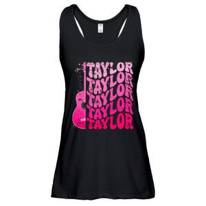 Girl Retro Taylor First Name Personalized Groovy 80S Pink Ladies Essential Flowy Tank