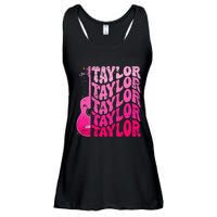 Girl Retro Taylor First Name Personalized Groovy 80S Pink Ladies Essential Flowy Tank