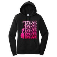 Girl Retro Taylor First Name Personalized Groovy 80S Pink Women's Pullover Hoodie