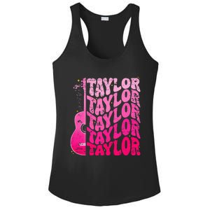 Girl Retro Taylor First Name Personalized Groovy 80S Pink Ladies PosiCharge Competitor Racerback Tank