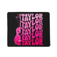 Girl Retro Taylor First Name Personalized Groovy 80S Pink Mousepad