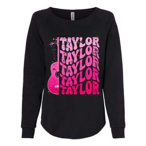 Girl Retro Taylor First Name Personalized Groovy 80S Pink Womens California Wash Sweatshirt