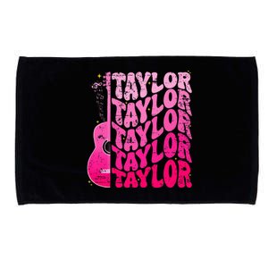 Girl Retro Taylor First Name Personalized Groovy 80S Pink Microfiber Hand Towel