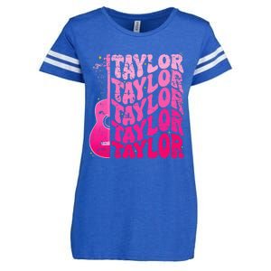 Girl Retro Taylor First Name Personalized Groovy 80S Pink Enza Ladies Jersey Football T-Shirt