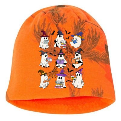 Ghost Reading Teacher Halloween Librarian Book Lover School Kati - Camo Knit Beanie