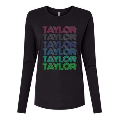 Girl Retro Taylor First Name Personalized Groovy 80S Womens Cotton Relaxed Long Sleeve T-Shirt