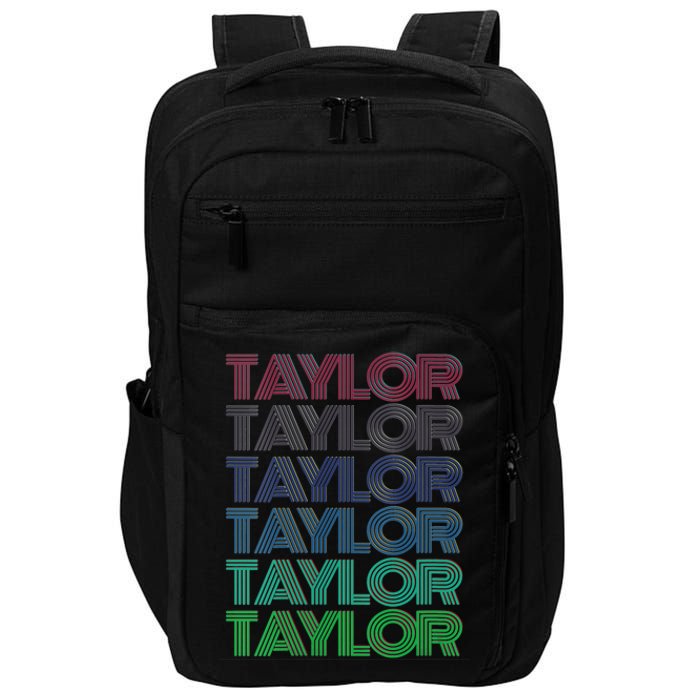 Girl Retro Taylor First Name Personalized Groovy 80S Impact Tech Backpack