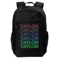 Girl Retro Taylor First Name Personalized Groovy 80S Daily Commute Backpack