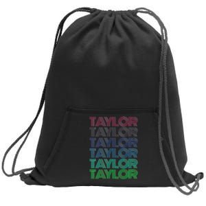 Girl Retro Taylor First Name Personalized Groovy 80S Sweatshirt Cinch Pack Bag