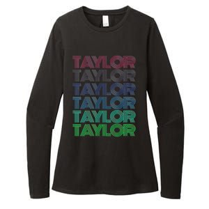 Girl Retro Taylor First Name Personalized Groovy 80S Womens CVC Long Sleeve Shirt