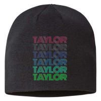 Girl Retro Taylor First Name Personalized Groovy 80S Sustainable Beanie