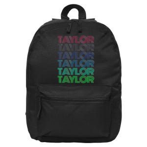 Girl Retro Taylor First Name Personalized Groovy 80S 16 in Basic Backpack