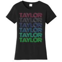 Girl Retro Taylor First Name Personalized Groovy 80S Women's T-Shirt