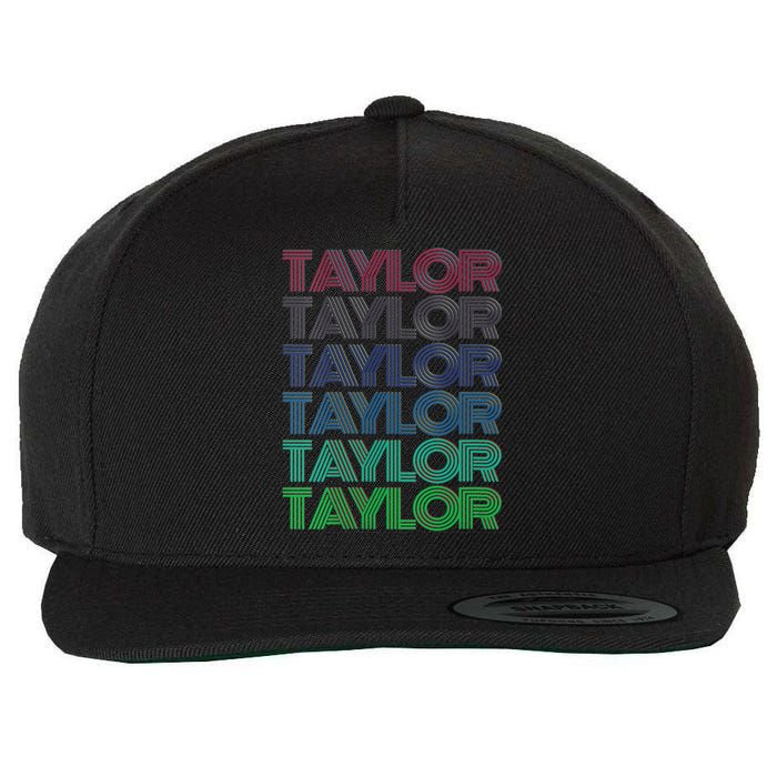 Girl Retro Taylor First Name Personalized Groovy 80S Wool Snapback Cap