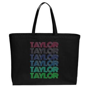 Girl Retro Taylor First Name Personalized Groovy 80S Cotton Canvas Jumbo Tote