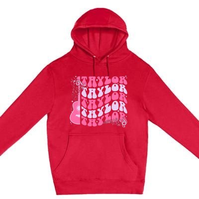 Girl Retro Taylor First Name Personalized Groovy Birthday Premium Pullover Hoodie