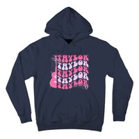 Girl Retro Taylor First Name Personalized Groovy Birthday Hoodie