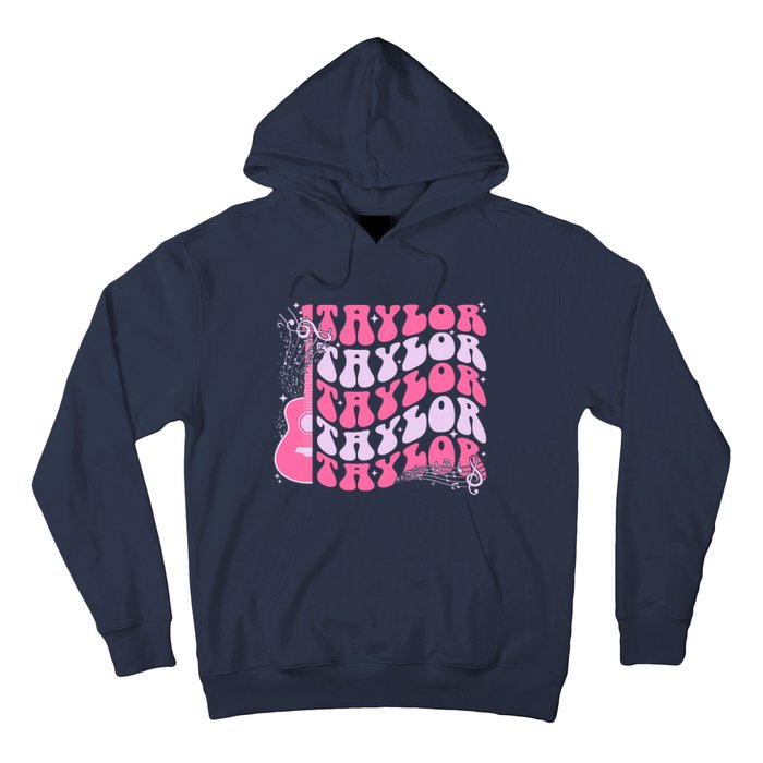 Girl Retro Taylor First Name Personalized Groovy Birthday Hoodie