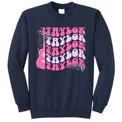 Girl Retro Taylor First Name Personalized Groovy Birthday Sweatshirt