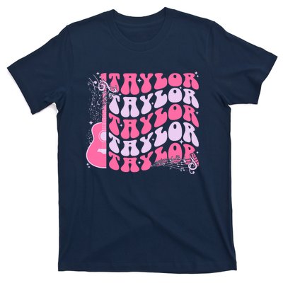 Girl Retro Taylor First Name Personalized Groovy Birthday T-Shirt