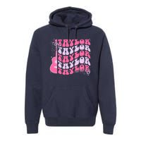 Girl Retro Taylor First Name Personalized Groovy Birthday Premium Hoodie