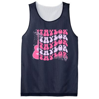 Girl Retro Taylor First Name Personalized Groovy Birthday Mesh Reversible Basketball Jersey Tank