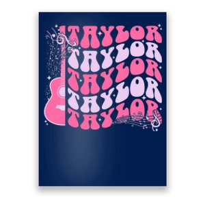 Girl Retro Taylor First Name Personalized Groovy Birthday Poster