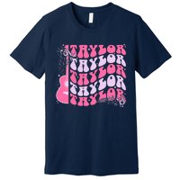 Girl Retro Taylor First Name Personalized Groovy Birthday Premium T-Shirt