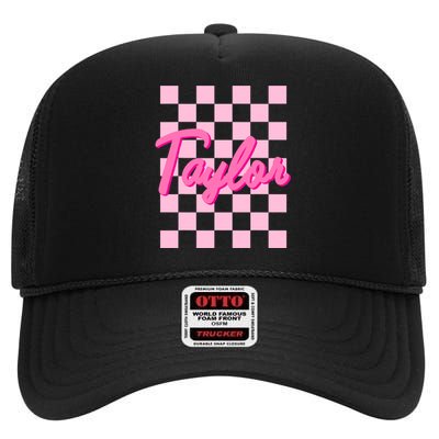 Girl Retro Taylor First Name Personalized High Crown Mesh Back Trucker Hat