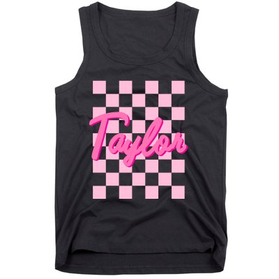 Girl Retro Taylor First Name Personalized Tank Top