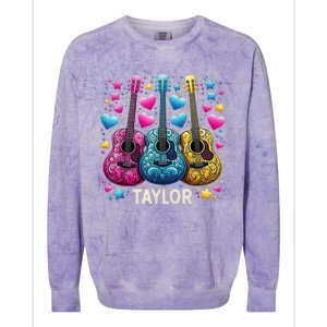 Girl Retro Taylor First Name Personalized Groovy 80s Colorblast Crewneck Sweatshirt