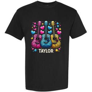 Girl Retro Taylor First Name Personalized Groovy 80s Garment-Dyed Heavyweight T-Shirt