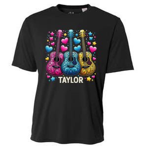 Girl Retro Taylor First Name Personalized Groovy 80s Cooling Performance Crew T-Shirt