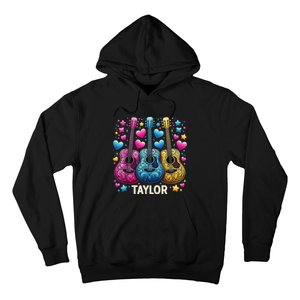 Girl Retro Taylor First Name Personalized Groovy 80s Hoodie