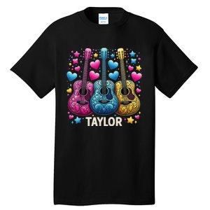 Girl Retro Taylor First Name Personalized Groovy 80s Tall T-Shirt