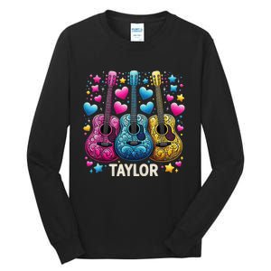 Girl Retro Taylor First Name Personalized Groovy 80s Tall Long Sleeve T-Shirt